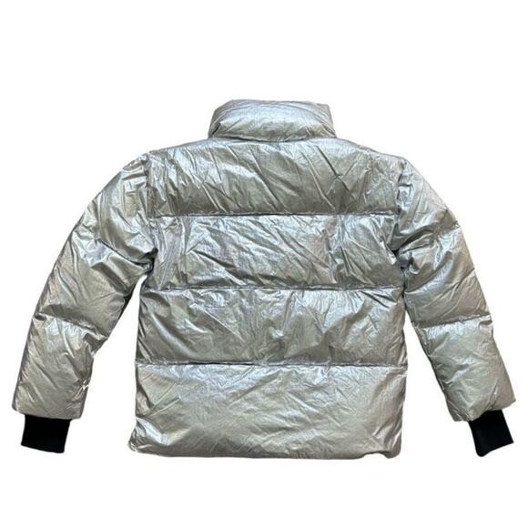DKNY Silver Puffer Jacket Women’s Size XXS - Picture 4 of 9